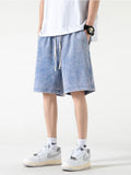 Wexleyjesus 2024 New Distressed Summer Shorts Men 320G Heavy Cotton Drawstring Harajuku Loose Sweatshorts Male Casual Short Pant Streetwear