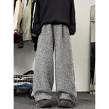 Wexleyjesus Winter Woolen Pants Men Warm Fashion Retro Straight Pants Men Oversized Streetwear Loose Wide Leg Pants Mens Trousers M-2XL