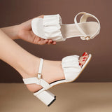 Wexleyjesus  New Fashion White High Heel Shoe Buckle Sandalias Grace Dress Female Designer Party Shoes  Summer Women's Sandals