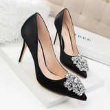 Wexleyjesus summer new rhine-diamond sexy banquet high heels for women slim heels thin mouth wedding shoes pointed shiny single shoes