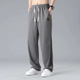 Wexleyjesus All Season Summer Casual Soft Solid Men's Cool Boys Waist Loose All Match Overalls Pocket Drawstring Sport Pants Breathable