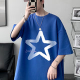 Wexleyjesus Little Star Printed Men's T Shirt Summer Fashion Casual Short Sleeve Tee Tops Mens Cotton Linen Oversized Hip-Hop T-shirt 5XL