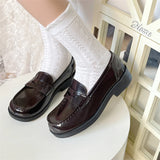 Wexleyjesus Japanese Jk Uniform Shoes Lolita Sweet Girls Kawaii College Students Cute Pu Square Toe Low Heel Casual Tea Party