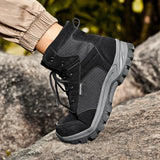 Wexleyjesus Winter Boots Men's Outdoor Hiking Shoes Suede High Top Hiking Men's Shoes Platform Boots Work Ankle Boots Desert Training Shoes