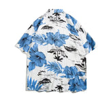 Wexleyjesus Men's Casual Beach Short Sleeve Standard-fit Floral Print Hawaiian Shirts Pocket-less Design Stylish Flowers Cotton Shirt B275