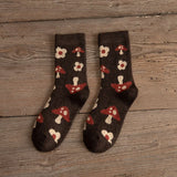 Wexleyjesus Thickened Warm Wool Socks Tube Socks Casual Socks Autumn and Winter Warm Comfortable Cotton Checkerboard Mushroom Cute Socks