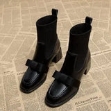 Wexleyjesus Women Elastic Sock Boots Boots Female Autumn Winter 2024 New Square Toe Short Boots Slip-On  Fashion Ankle Boots Botas De Mujer