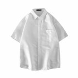 Wexleyjesus Summer Men's Classic Short Sleeve Solid Basic Dress Shirts Single Patch Pocket Business Standard-fit Office Social Shirt A14