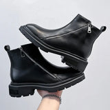 Wexleyjesus Boots Men Shoes High Top Zips Casual Shoes Outdoor Fashion Classics Ankle Boots High Slip on Office Work Shoes Men Sneakers