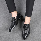 Wexleyjesus Man Shoes Crocodile Grain Leather Dress Business Office Slip-on Mens Wedding Party Loafers Men's Casual Buckle Flats