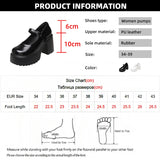 Wexleyjesus Chunky Platform High Heels Pumps Women Autumn Pu Leather Ankle Buckle Mary Jane Shoes Woman Thick Heeled White Lolita Shoes