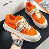 Wexleyjesus Orange Canvas Shoes Men Casual Platform Shoes Designer Mens Canvas Sneakers Street Vulcanized Shoes Men Zapatillas Hombre Male