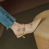 Wexleyjesus Pointed Toe Simple Shoes Summer Sandals Elegant Women Shoes French StyleSpring Vintage Pumps On Heel 7 CMOne Strap Ladies Pumps