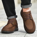 Wexleyjesus Handmade Genuine Leather Shoes Autumn Winter Vintage Style Casual Men Shoes Lace-Up Ankle Hiking Shoes