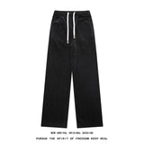 Wexleyjesus  Spring New Sweatpants Men Straight Casual Pants Korean Loose Drawstring Pants Unisex Streetwear Joggers Sports Trousers