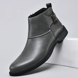 Wexleyjesus British Style Chelsea Boots for Men Side Zipper Leather Man Ankel Boots Slip on Business Dress Shoes Warm Plush Fur Winter Boots