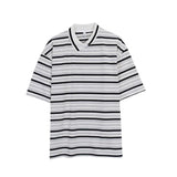 Wexleyjesus Men's T Shirts Summer New Striped Polo Short Sleeves Irregular Neckline V-neck Contrast Color T-shirt Loose Casual Tops Tees