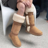 Wexleyjesus Thickened Lamb Wool Long Tube Snow Boots for Women New 2024 Autumn Winter Anti-slip Fleece-lined Cotton Shoes Knee High Boots