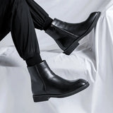 Wexleyjesus Mens Casual Chelsea Boots Square Toe Shoes Party Prom Dresses Cowboy Original Leather Boot Black Stylish Ankle Botas Masculinas