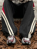 Wexleyjesus Black Hip Hop Panel Striped Loose Sweatpants