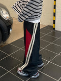 Wexleyjesus Black Hip Hop Panel Striped Loose Sweatpants