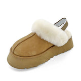 Wexleyjesus Warm Sheepskin Platform Slippers