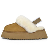 Wexleyjesus Warm Sheepskin Platform Slippers