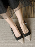 Wexleyjesus Contrast Color Hollow Pointed-Toe Pumps Sandals Sling Shoes