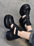 Wexleyjesus Closed-Toe Hollow Platform Shoes Sandals