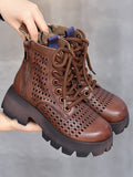 Wexleyjesus Urban Lace-Up Zipper Hollow Boots Sandals