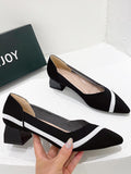 Wexleyjesus Contrast Color Pointed-Toe V-Cut Pumps