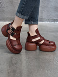 Wexleyjesus Closed-Toe Hollow Platform Shoes Sandals