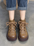 Wexleyjesus Vintage Cow Leather Wool Boots Platform Shoes