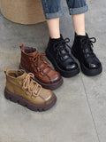 Wexleyjesus Vintage Cow Leather Wool Boots Platform Shoes