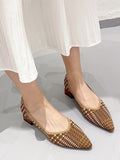 Wexleyjesus Contrast Color Houndstooth Pointed-Toe V-Cut Pumps