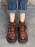 Wexleyjesus Vintage Cow Leather Wool Boots Platform Shoes