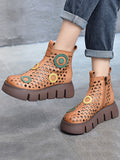 Wexleyjesus Summer Contrast Color Hollow Boots Platform Shoes Sandals