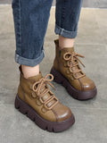 Wexleyjesus Vintage Cow Leather Wool Boots Platform Shoes