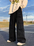 Wexleyjesus Men's Baggy Cargo Pants with Strap Detail and Pocket