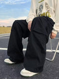 Wexleyjesus Men's Baggy Cargo Pants with Strap Detail and Pocket