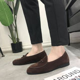 Suede Loafers Men Slip Slippers Tassel Moccasins Man Casual Flats Men's Dress Shoes Italian Leather Slip On Shoes Luxury