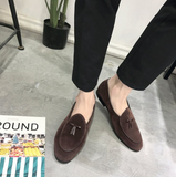 Suede Loafers Men Slip Slippers Tassel Moccasins Man Casual Flats Men's Dress Shoes Italian Leather Slip On Shoes Luxury