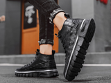 Wexleyjesus New Martin Boots Men Leather Autumn Winter Casual Shoes Motorcycle Lace Up Ankle Boots Man Platform Fashion Black Mid Top Boots