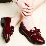 Wexleyjesus Patent Leather  Shoes Women's British Style Women's 2023 New Spring Autumn Soft Bottom Ladies Mid-heel Soft Leather Low Heel