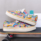 Colorful Print Canvas Shoes Men Espadrilles Rainbow Graffiti Men Vulcanized Shoes Casual Canvas Skateboard Shoes zapatos de lona