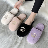 Winter Fashion Women Home Slippers Faux Fur Warm Shoes Woman Slip on Flats Female Fur 1.5cm Heel Plus Size Zapatillas De Casa