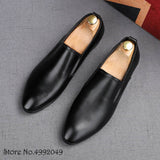 Newest Trend Designer Men's Black White Gentleman Leather Flats Casual Homecoming Shoes Wedding Dress Prom Party Footwear