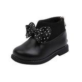 Kids Shoes Winter Boots Warm Children Girls Short Leather Boots Baby Girls Princess Shoes with Bownot 2021 New SHS118