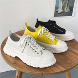 New Casual Men Shoes Yellow Trendy Low Man Canvas Sneakers Platform Hip Hop Street Chunky Shoes for Male zapatillas hombre