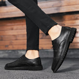 Wexleyjesus Men's Split Leather Flat Shoes Comfortable Casual Shoes Footwear Formal Business Shoes Lace-up Breathable Oxford Shoes